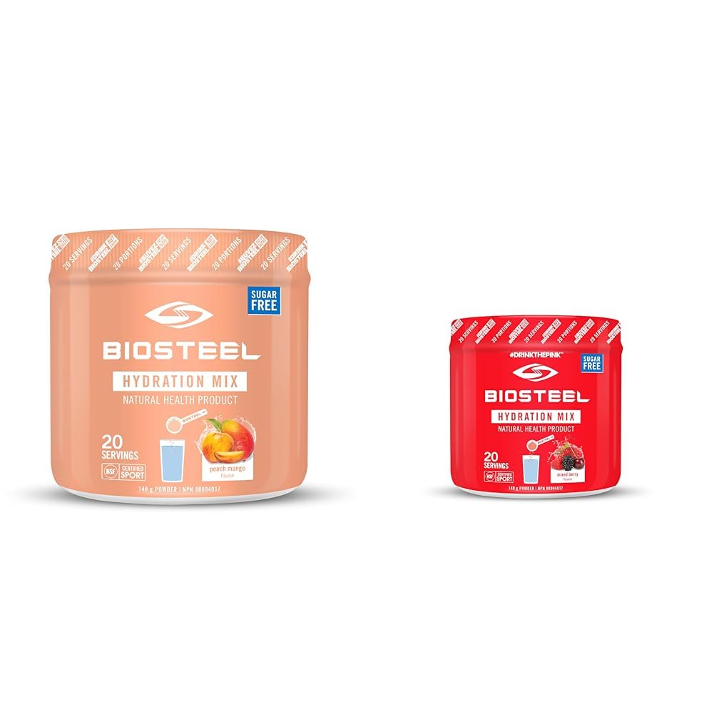 BioSteel Hydration Mix, Great Tasting Hydration with Zero Sugar, and No Artificial Flavours or Preservatives, Peach Mango Flavour, 45 Servings per Tub