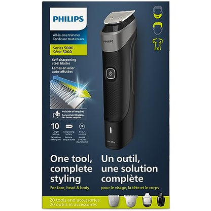 Philips Multigroom Series 3000 Cordless with 10 Trimming Accessories, Lithium-Ion and Storage Bag, MG3750/10