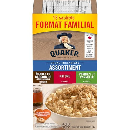 Quaker Maple & Brown Sugar Flavour Instant Oatmeal, 18 Packets, 774g