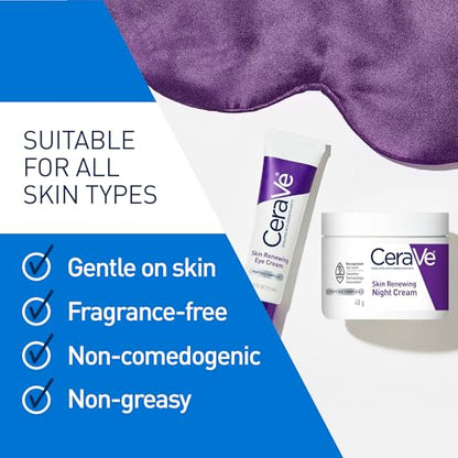 CeraVe Night Cream for Face, Skin Renewing Moisturizer for Men & Women With Hyaluronic Acid, Niacinamide, Bio Peptides & Ceramides. Fragrance Free, Non-comedogenic, Suitable for Sensitive Skin