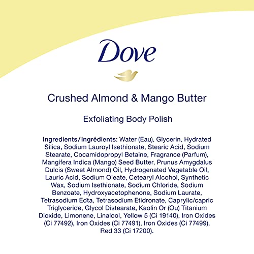Dove Exfoliating Body Polish Scrub For Silky, Soft Skin Pomegranate and Shea Butter Body Scrub Exfoliates and Provides Lasting Nourishment 10.5 oz