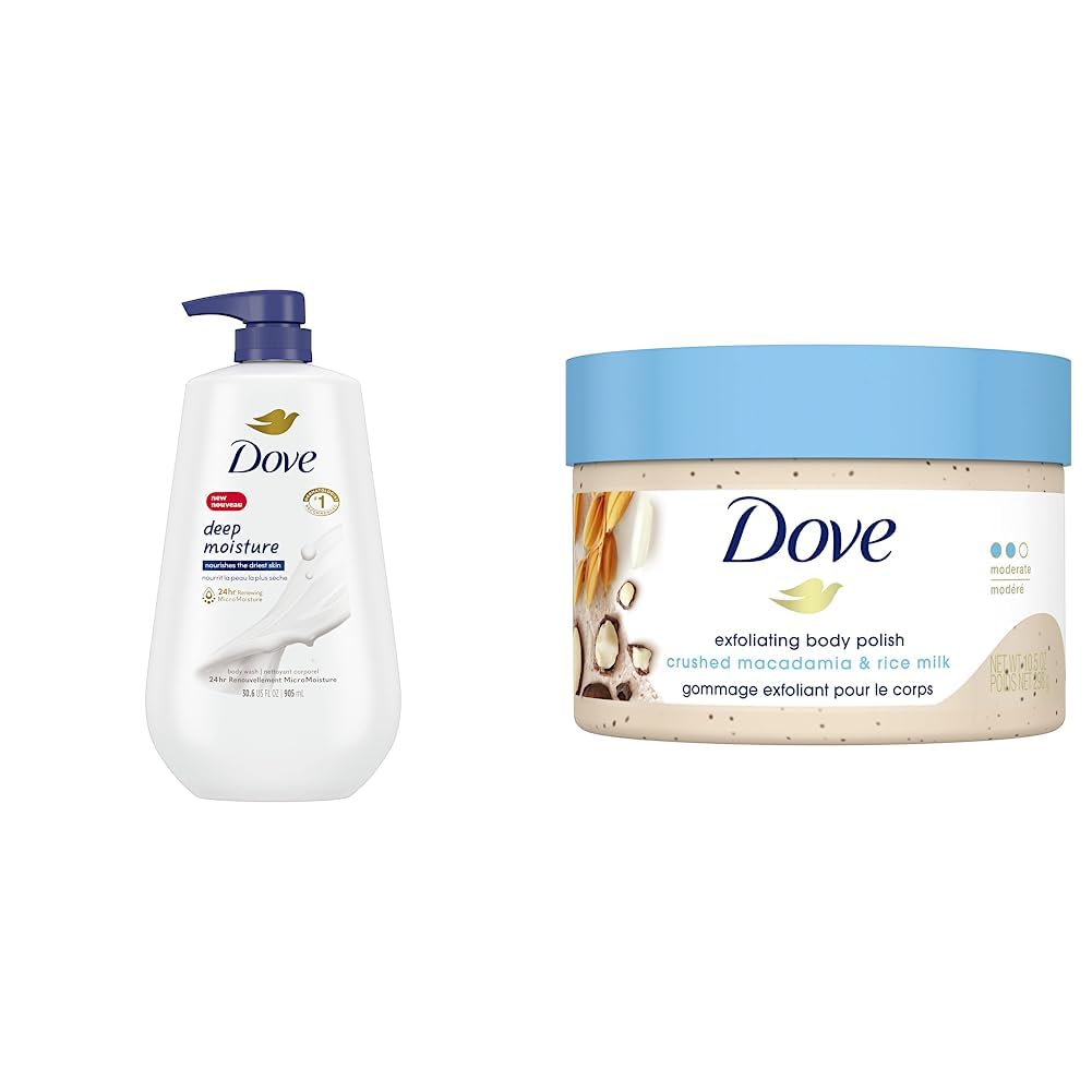 Dove Deep Moisture Body Wash with Pump, for nourishing the driest skin, 905ml (Pack of 2)