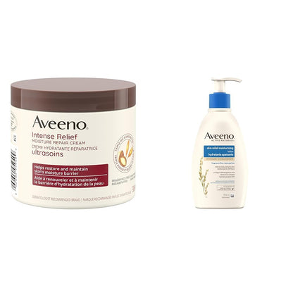 Aveeno Body Cream, Intense Relief and Moisture Repair for Dry and Itchy Skin, Unscented Moisturizer, 306 mL