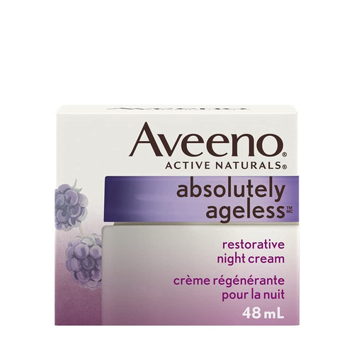 Aveeno Anti Aging Night Cream, Active Naturals Absolutely Ageless Restorative Face Moisturizer for Wrinkles and Fine Lines, Hydrating Lotion with Blackberry Complex, Non-Comedogenic and Hypoallergenic, 48ML