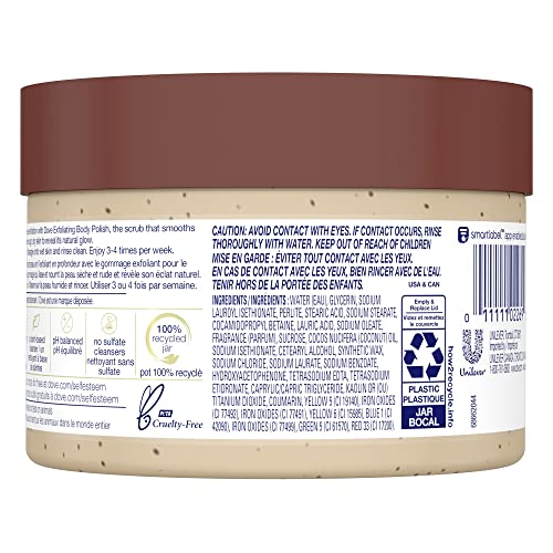 Dove Exfoliating Body Polish Scrub For Silky, Soft Skin Pomegranate and Shea Butter Body Scrub Exfoliates and Provides Lasting Nourishment 10.5 oz