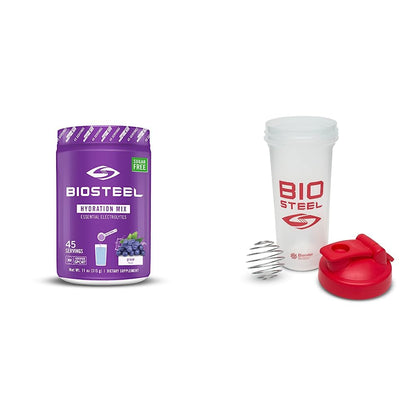 BioSteel Hydration Mix, Great Tasting Hydration with Zero Sugar, and No Artificial Flavours or Preservatives, Grape Flavour, 45 Servings per Tub