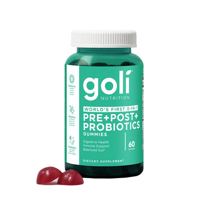 Goli Nutritional Supplement, Pre+Post+Probiotics Gummy - 180 Count - World's First 3-in-1 Gluten-Free, Vegan, Non-GMO, and Gelatin-Free.