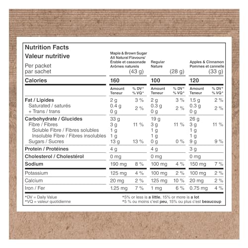 Quaker Maple & Brown Sugar Flavour Instant Oatmeal, 18 Packets, 774g