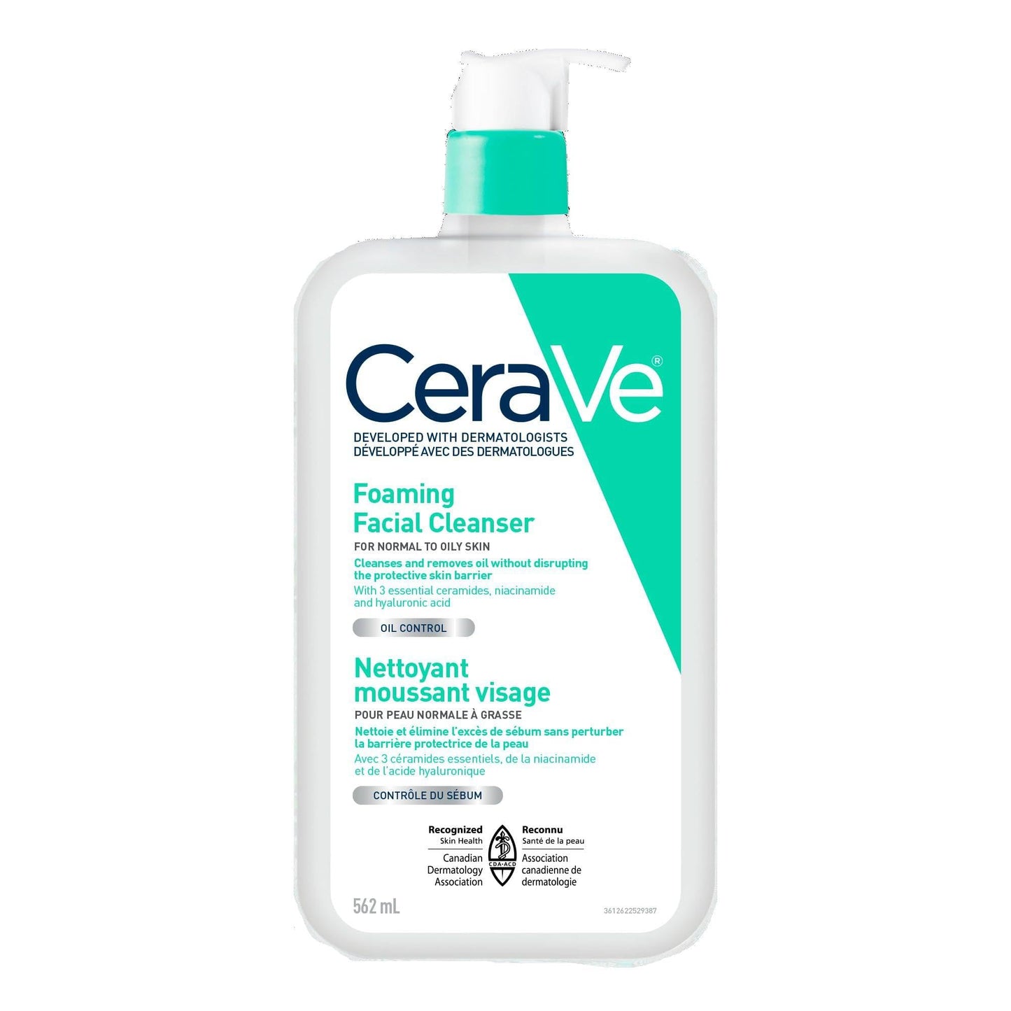CeraVe FOAMING Face Cleanser, Gentle Face Wash with Hyaluronic Acid, Niacinamide, Ceramides. Makeup Remover for oily skin, won’t clog pores. Oil & sebum control. Non-Comedogenic, Sensitive Skin, Men & Women, 562ML