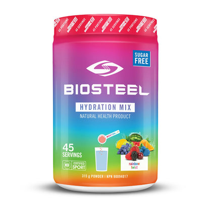 BioSteel Hydration Mix, Great Tasting Hydration with Zero Sugar, and No Artificial Flavours or Preservatives, Rainbow Twist Flavour, 20 Servings per Tub