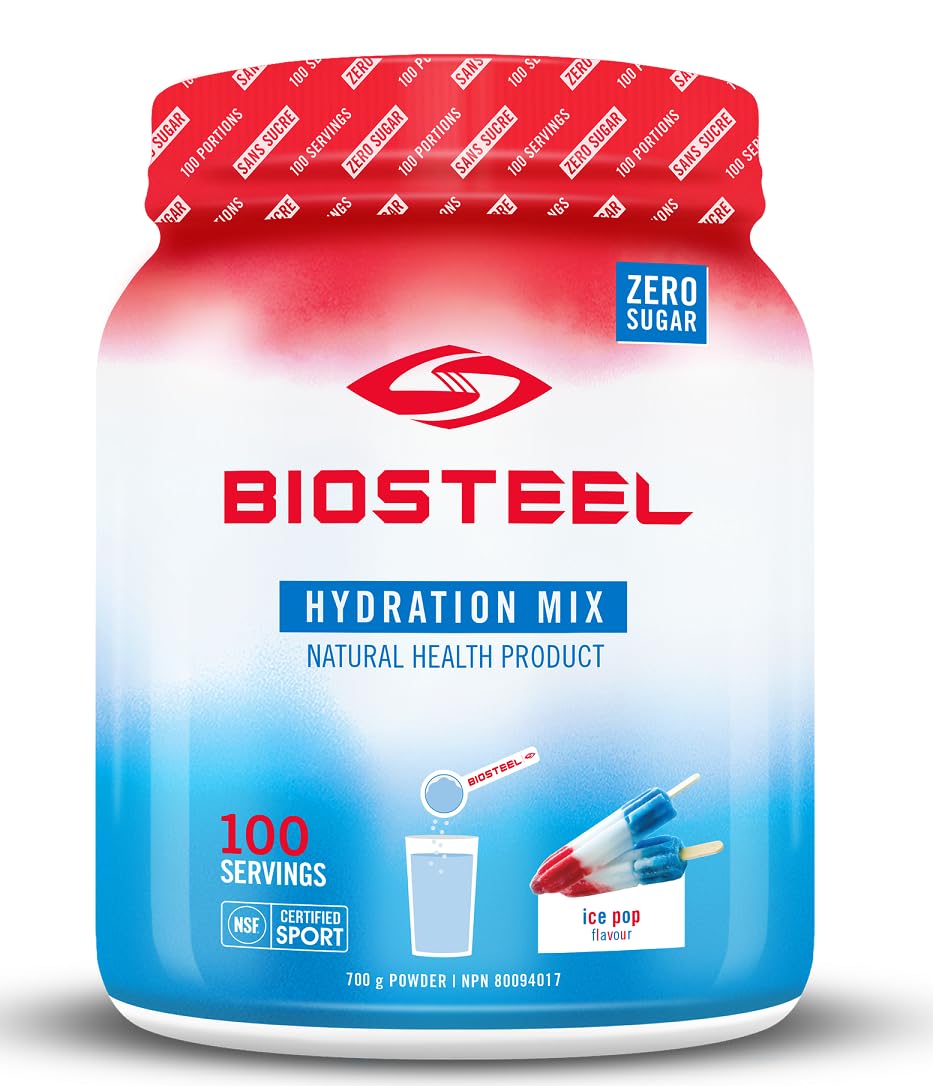BioSteel Hydration Mix, Great Tasting Hydration with Zero Sugar, and No Artificial Flavours or Preservatives, Ice Pop Flavour, 100 Servings per Tub