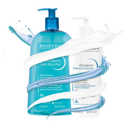 Bioderma - Atoderm Shower Gel Body Wash - Moisturizing Face and Body Cleanser for Normal to Dehydrated Sensitive Skin, 1lt