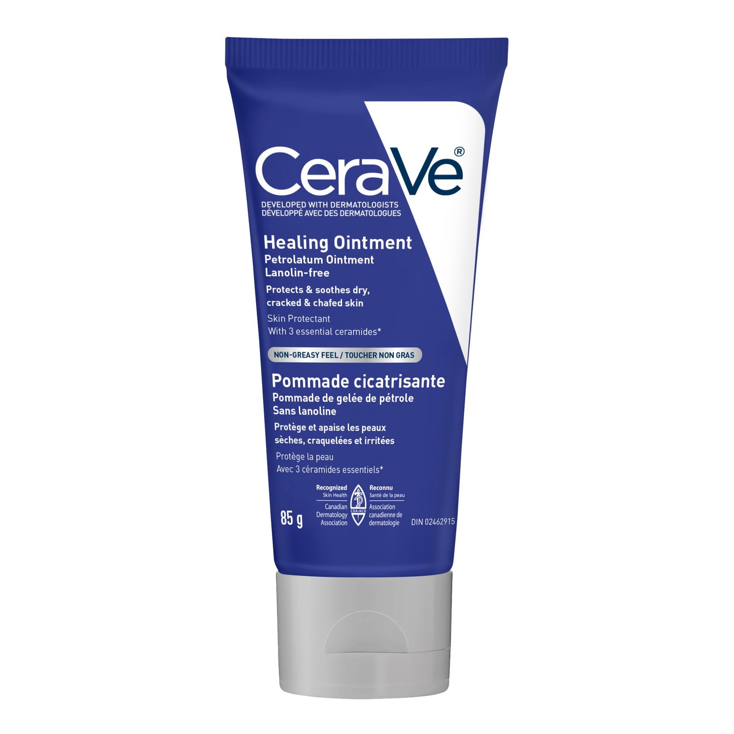 CeraVe Healing Ointment, Moisturizing Petrolatum Skin Protectant for Dry Skin with Hyaluronic Acid and Ceramides, Multi-Purpose Face, Body & Lip Balm, Lanolin-Free & Fragrance-Free, 85 g
