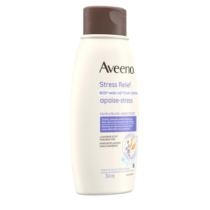 Aveeno Stress Relief Body Wash - Dry Skin, Colloidal Oatmeal, Ylang Ylang, Chamomile, Lavender Essential Oils, 975 mL (Packaging May Vary)