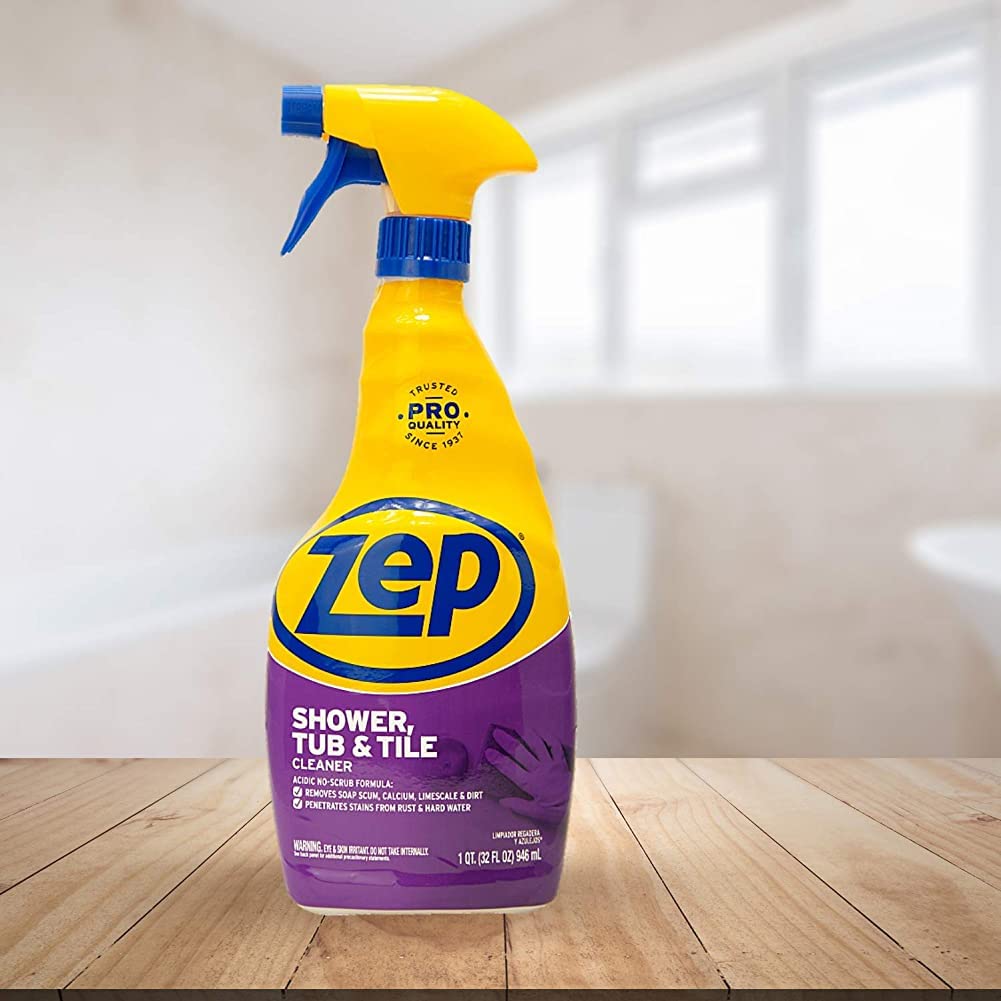 Zep Shower Tub and Tile Cleaner 32 Ounce ZUSTT32 (Case of 4) - No Scrub Pro Formula Breaks up Tough Buildup on Contact