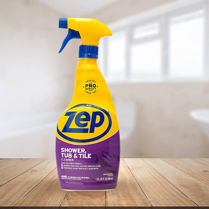 Zep Shower Tub and Tile Cleaner 32 Ounce ZUSTT32 (Case of 4) - No Scrub Pro Formula Breaks up Tough Buildup on Contact
