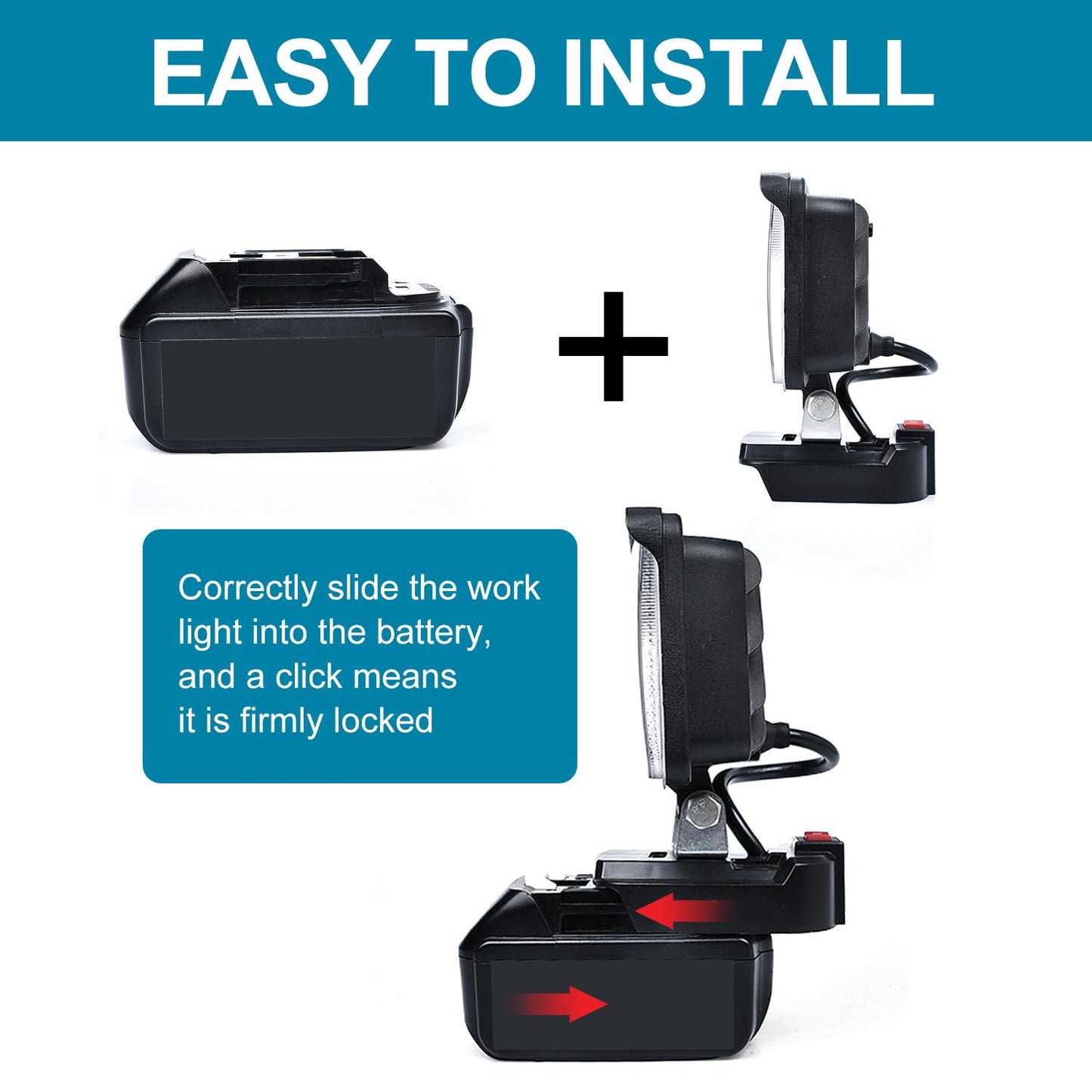 Cordless LED Work Light for Milwaukee 18V Lithium Batteries, 108W 5400LM Adjustable Portable Flood Lights for Job Site Lighting Outdoor Camping Garage Vehicle Lighting【Battery not Included】