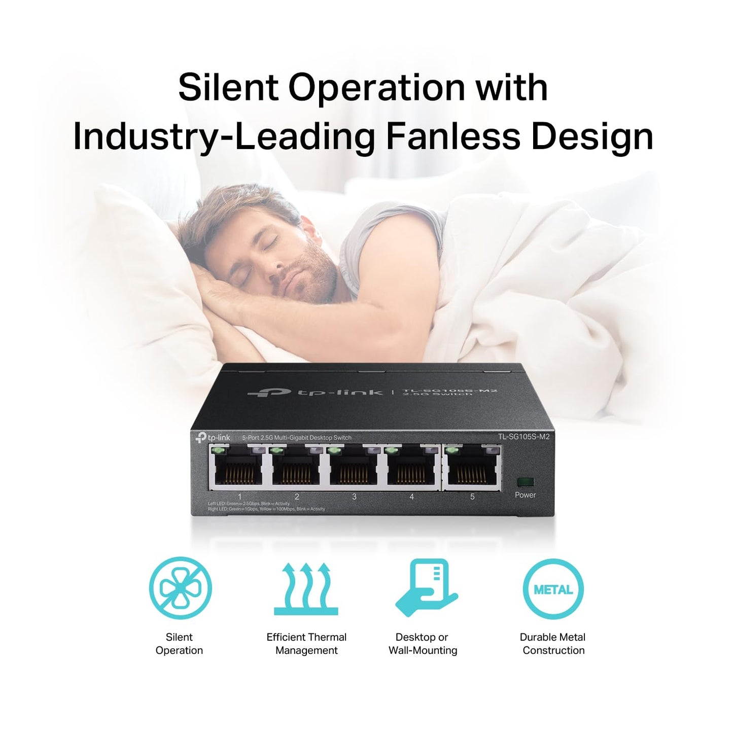 TP-Link TL-SG105 5 Port Gigabit Unmanaged Ethernet Network Switch, Ethernet Splitter, Plug and Play, Fanless Metal Design, Shielded Ports, Traffic Optimization, Limited Lifetime Protection,Black