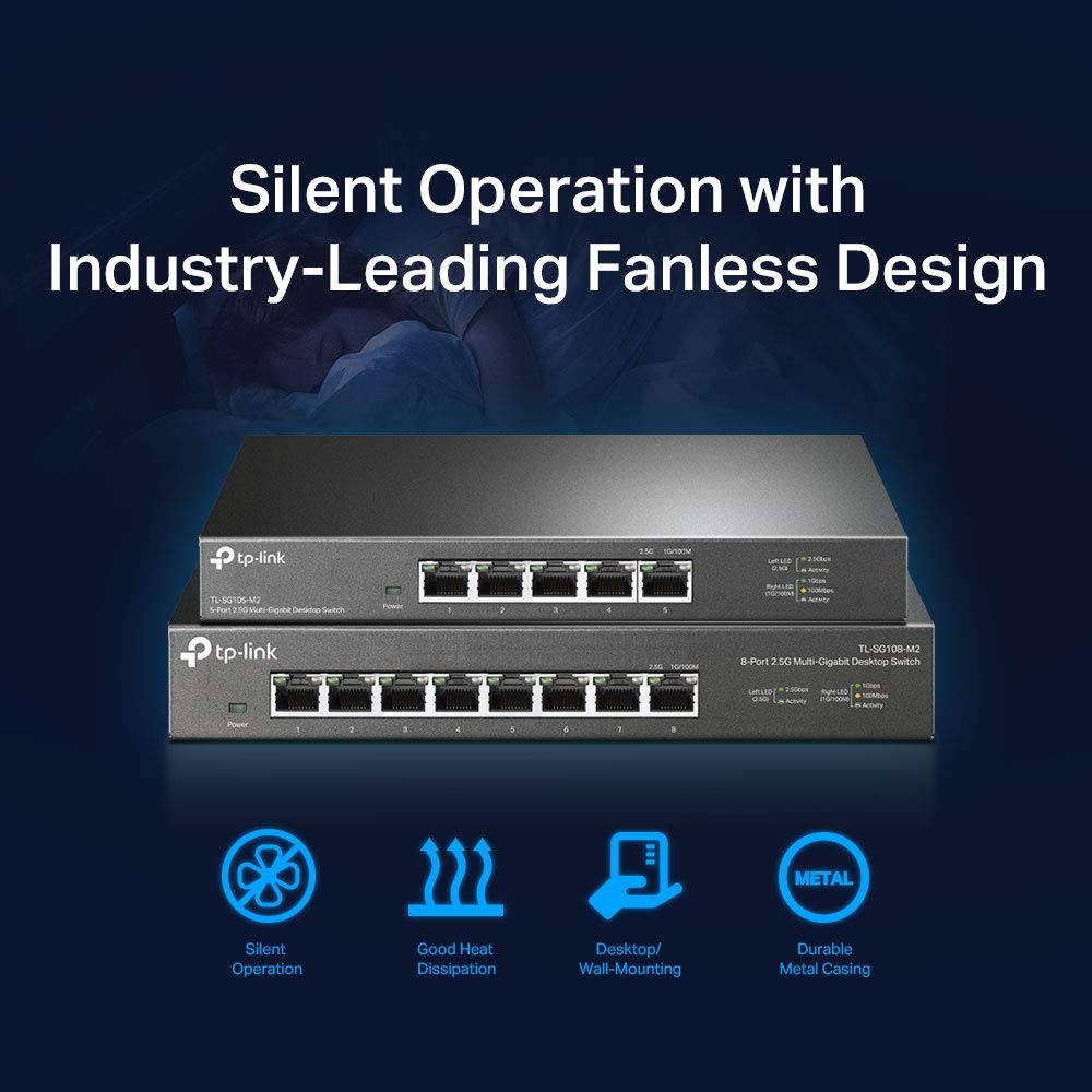 TP-Link TL-SG105 5 Port Gigabit Unmanaged Ethernet Network Switch, Ethernet Splitter, Plug and Play, Fanless Metal Design, Shielded Ports, Traffic Optimization, Limited Lifetime Protection,Black