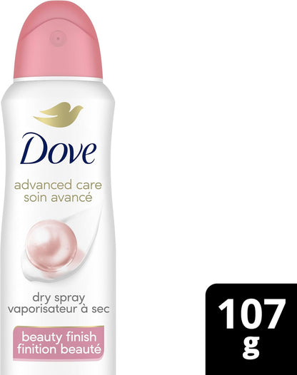 Dove Advanced Care Beauty Finish Dry Spray Antiperspirant Deodorant for Women with ¼ Moisturizers 107 g