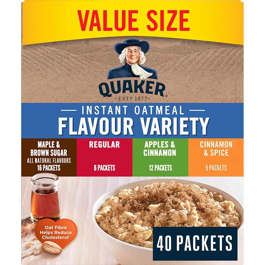 Quaker Maple & Brown Sugar Flavour Instant Oatmeal, 18 Packets, 774g
