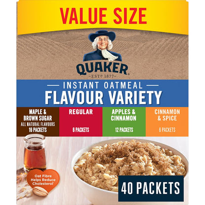 Quaker Maple & Brown Sugar Flavour Instant Oatmeal, 18 Packets, 774g