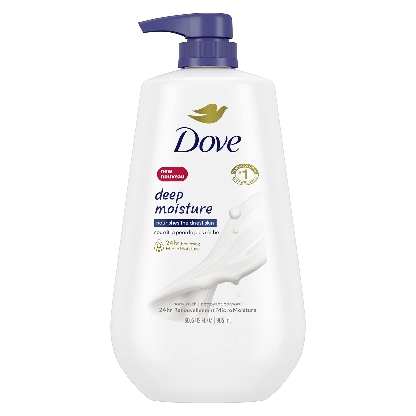 Dove Deep Moisture Body Wash with Pump, for nourishing the driest skin, 905ml (Pack of 2)