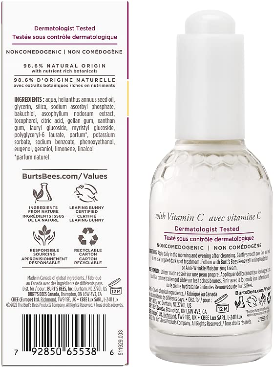 Burt's Bees® Face Cream, Renewal Anti-Wrinkle Moisturizing Face Cream, Holiday Gift, with Bakuchiol Natural Retinol Alternative, 51 g