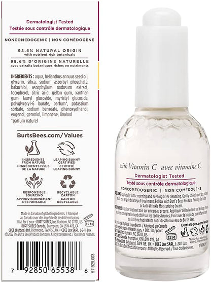 Burt's Bees® Face Cream, Renewal Anti-Wrinkle Moisturizing Face Cream, Holiday Gift, with Bakuchiol Natural Retinol Alternative, 51 g