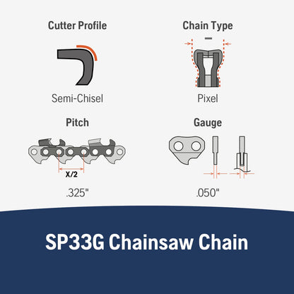 Husqvarna 581643603 X-Cut SP33G 18" Chainsaw Chain, 050 GA 72 Drive Links, Grey
