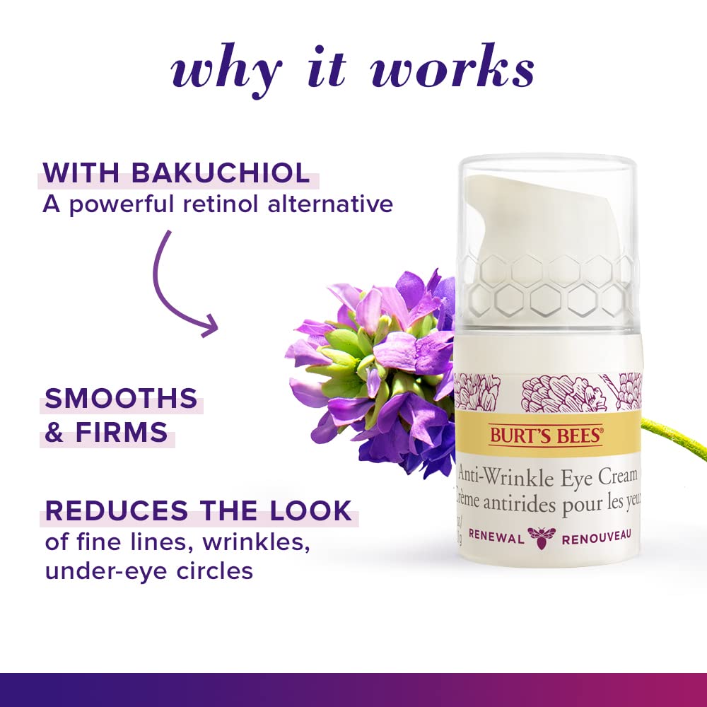 Burt's Bees® Face Cream, Renewal Anti-Wrinkle Moisturizing Face Cream, Holiday Gift, with Bakuchiol Natural Retinol Alternative, 51 g