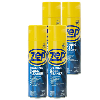 Zep Foaming Glass and Plexiglass Cleaner - 19 Ounces (Case of 2) ZUFGC19 - Foaming Formula Clings to Vertical Surfaces, Trusted by Pros