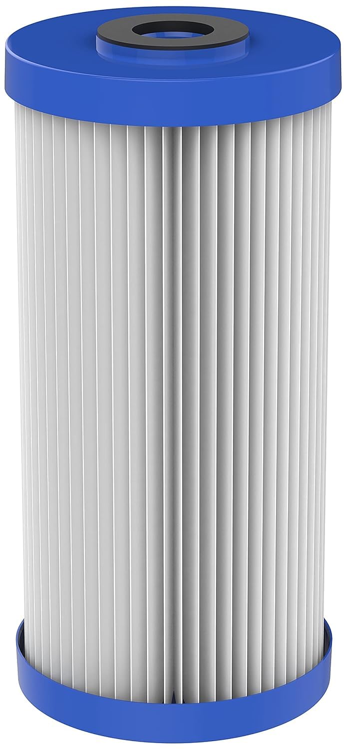 Pentair Pentek R50-BB Big Blue Sediment Water Filter, 10-Inch, Whole House Pleated Polyester Filter Cartridge, 10" x 4.5", 50 Micron, Pack of 2