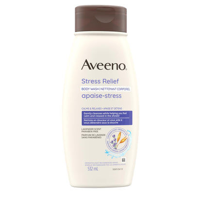Aveeno Stress Relief Body Wash - Dry Skin, Colloidal Oatmeal, Ylang Ylang, Chamomile, Lavender Essential Oils, 975 mL (Packaging May Vary)