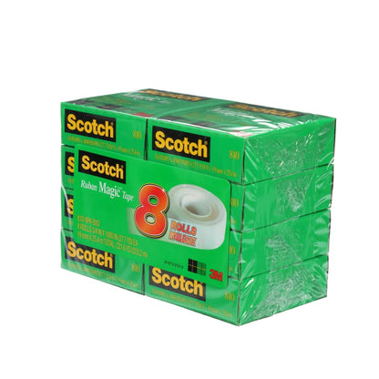 Scotch Tape Magic Tape, 19mm Wide x 25.4m, 8 Rolls, Office Tape