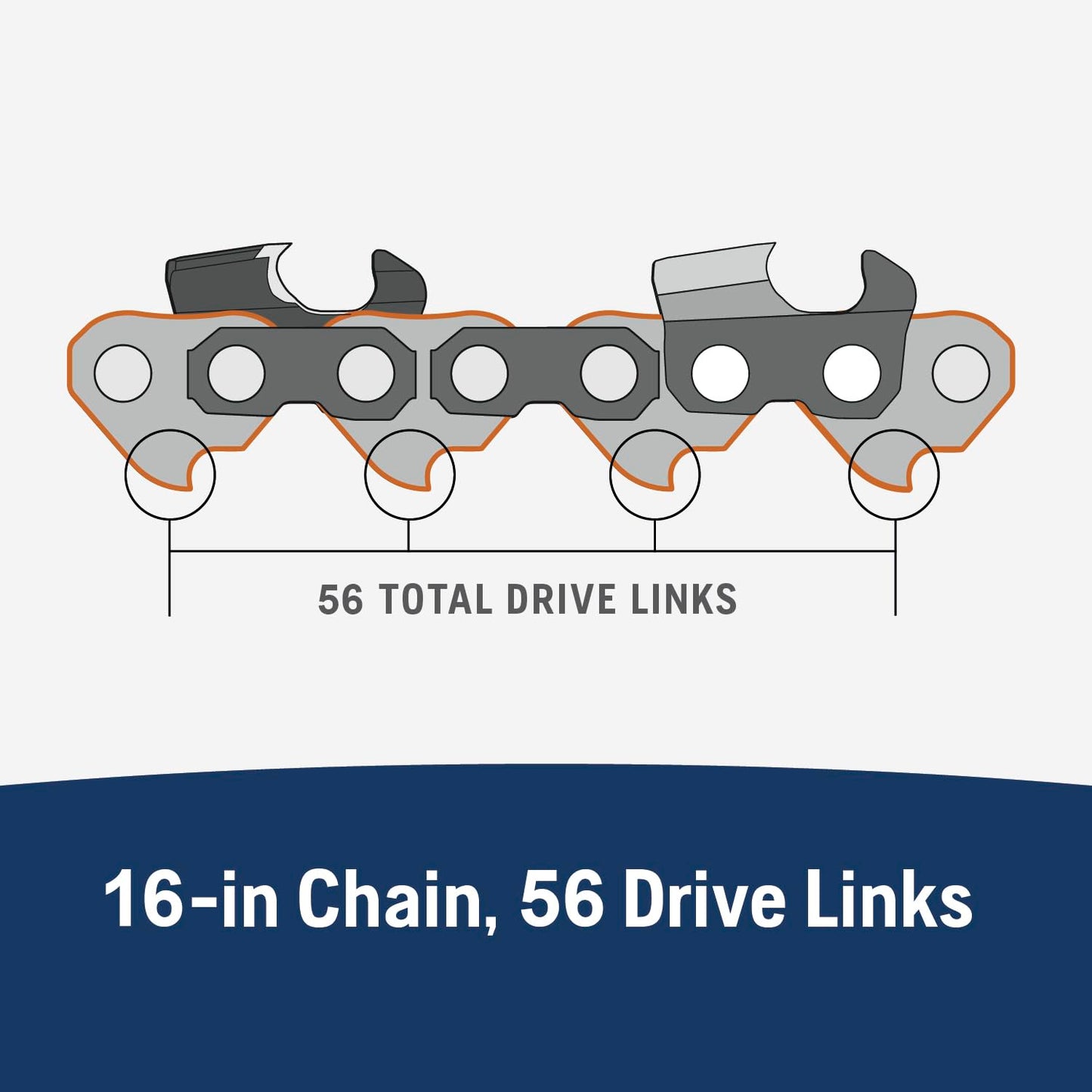 Husqvarna X-Cut S93G 16 Inch Chainsaw Chain, 3/8" Mini Pitch, .050" Gauge, 56 Drive Link Chainsaw Blade Replacement, Pre-Stretched and Low Kickback, Gray