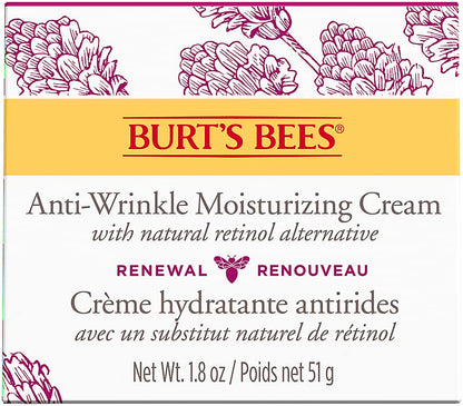Burt's Bees® Face Cream, Renewal Anti-Wrinkle Moisturizing Face Cream, Holiday Gift, with Bakuchiol Natural Retinol Alternative, 51 g