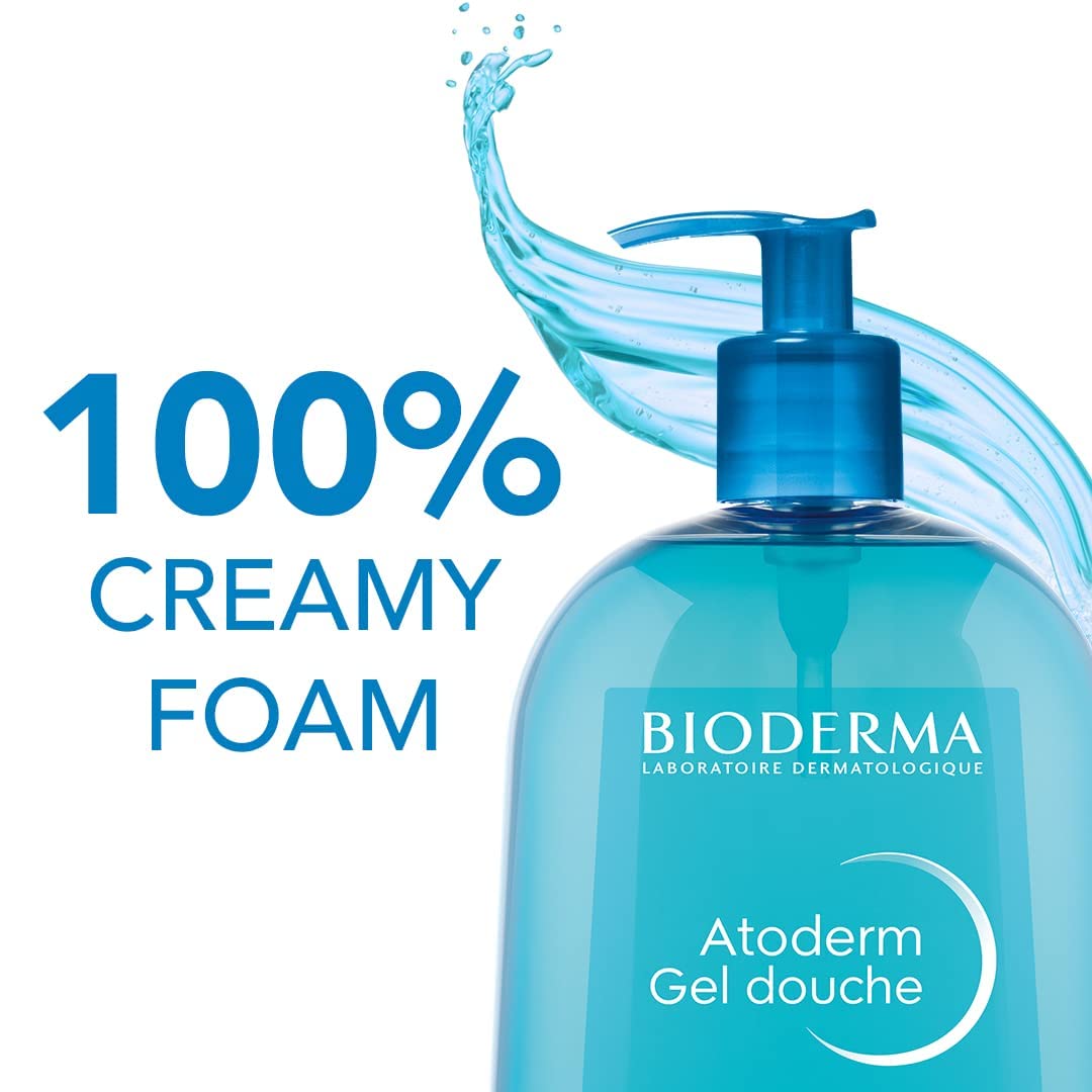 Bioderma - Atoderm Shower Gel Body Wash - Moisturizing Face and Body Cleanser for Normal to Dehydrated Sensitive Skin, 1lt