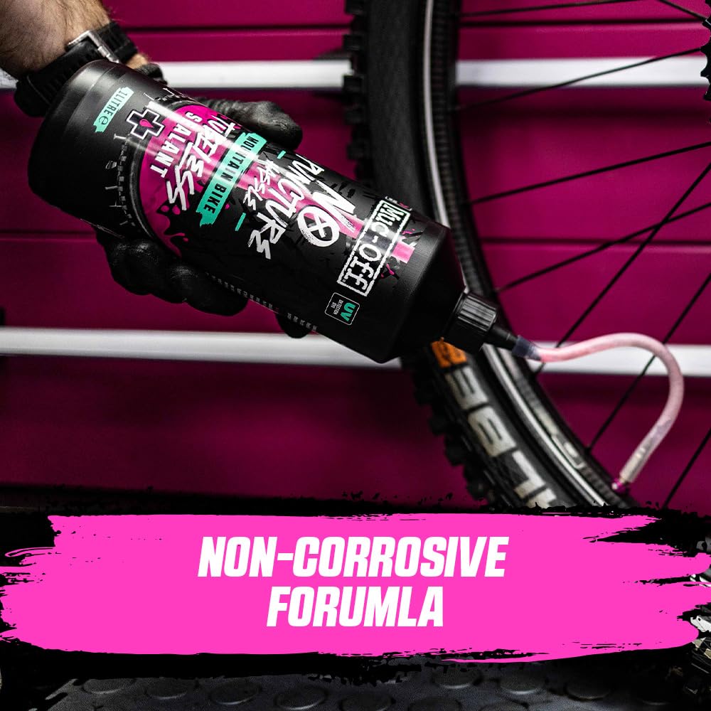 Muc Off No Puncture Hassle Tubeless Sealant - Advanced Bicycle Tyre Sealant with UV Tracer Dye That Seals Tears and Holes Up to 6mm