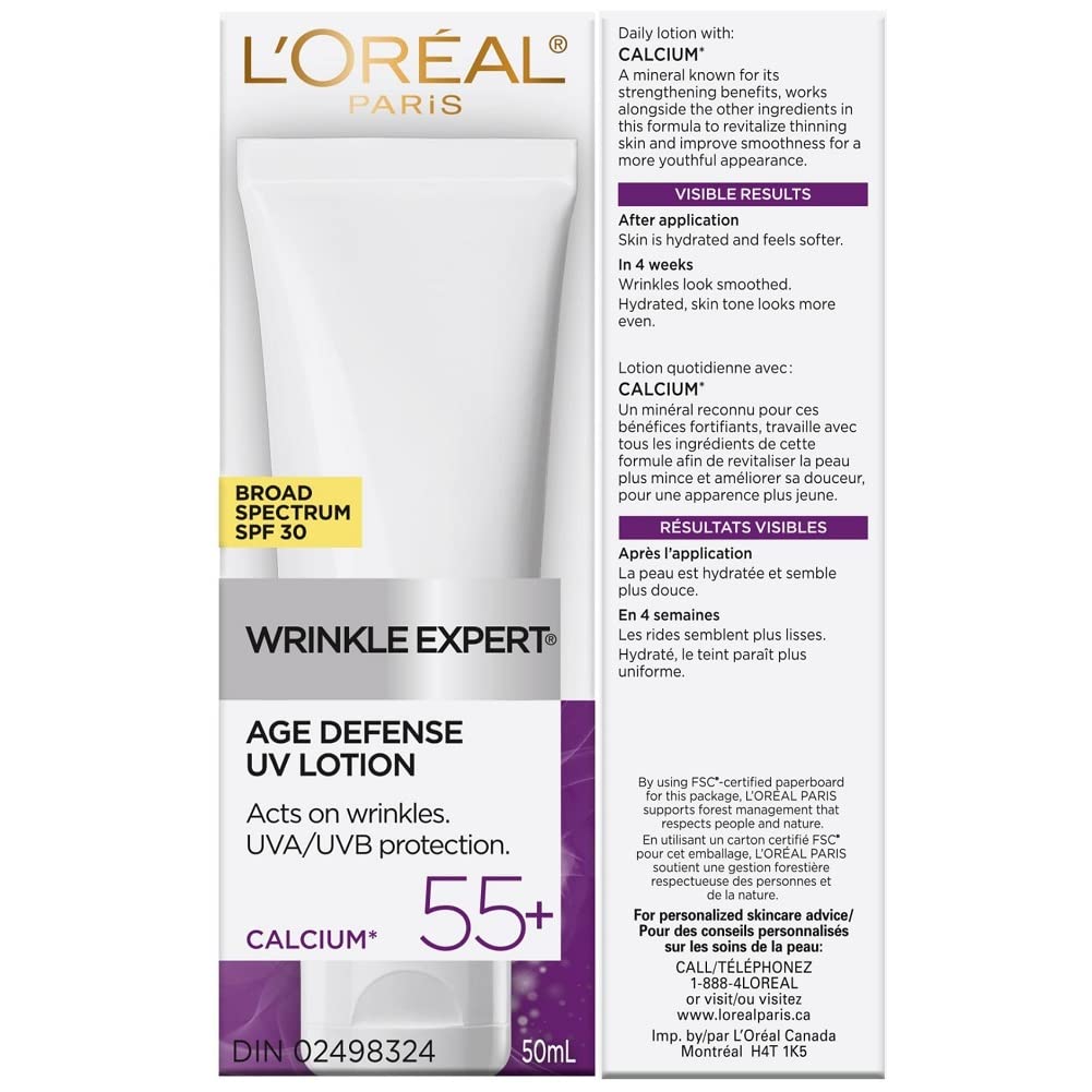 L’Oréal Paris Anti-Aging Face Cream 55+, Day & Night Skincare, Wrinkle Expert, With Calcium to Reduce the Look of Wrinkles, 50mL