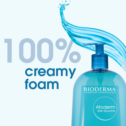 Bioderma - Atoderm Shower Gel Body Wash - Moisturizing Face and Body Cleanser for Normal to Dehydrated Sensitive Skin, 1lt