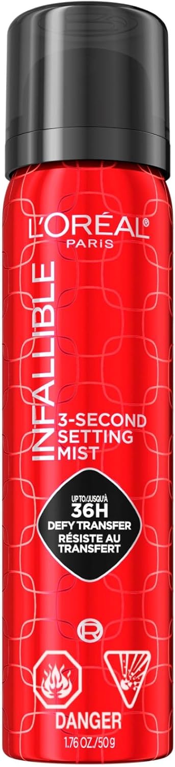 L’Oréal Paris Infallible 3-second Setting Spray, Up to 36H wear, Long-Lasting Fixing Spray for Face, Lightweight Setting Spray, Transfer proof, Waterproof 75ml