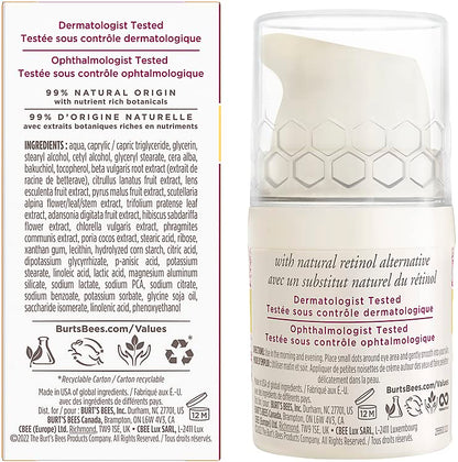 Burt's Bees® Face Cream, Renewal Anti-Wrinkle Moisturizing Face Cream, Holiday Gift, with Bakuchiol Natural Retinol Alternative, 51 g