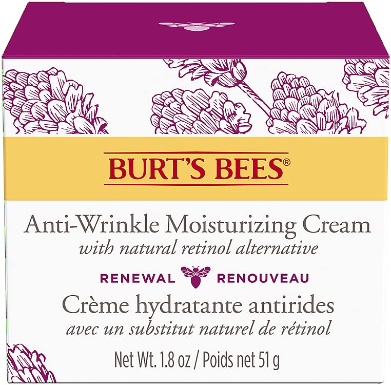 Burt's Bees® Face Cream, Renewal Anti-Wrinkle Moisturizing Face Cream, Holiday Gift, with Bakuchiol Natural Retinol Alternative, 51 g