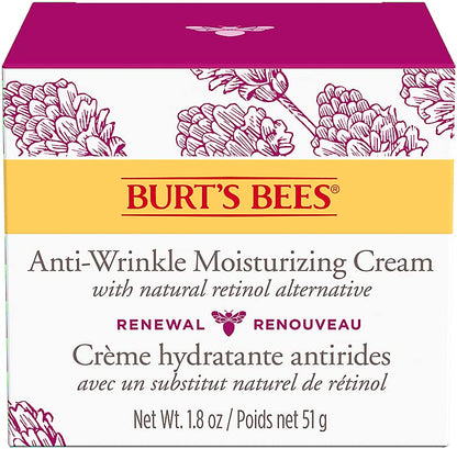 Burt's Bees® Face Cream, Renewal Anti-Wrinkle Moisturizing Face Cream, Holiday Gift, with Bakuchiol Natural Retinol Alternative, 51 g