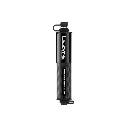 LEZYNE Pocket Drive HV Mini Bicycle Hand Pump, High Volume 90psi, Presta & Scrhader Compatible, CNC Aluminum, Compact, Plus-Size Tires, Portable Bike Pump