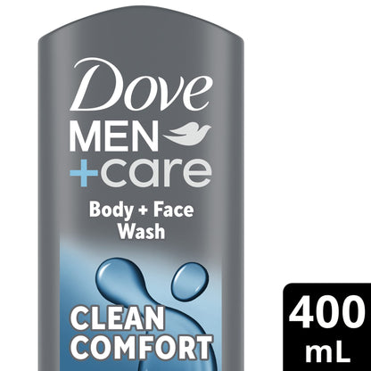 Dove Men+Care Body + Face Wash, Clean Comfort, Hydrating with 24hr Nourishing Micromoisture Technology, 400ml, Pack of 4