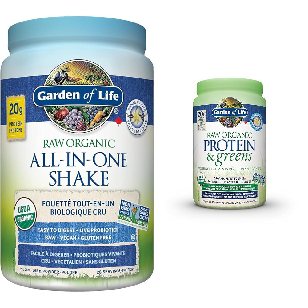 Garden of Life Raw All-in-One Nutritional Shake, Vanilla, (28 servings- 969g.) Packed with 20 grams of Certified Organic Plant Protein packed with incredible nutrition to help build lean muscle.Assists in the building of lean muscle when combined with reg