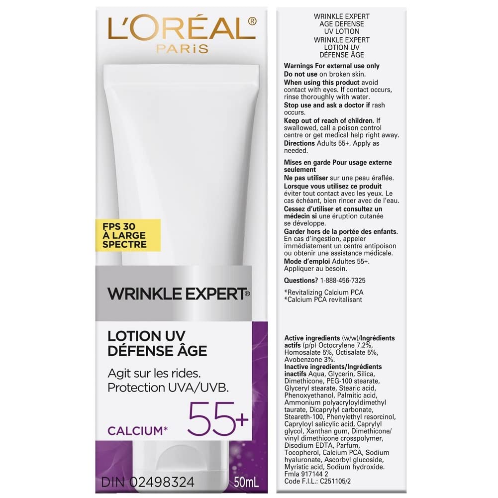 L’Oréal Paris Anti-Aging Face Cream 55+, Day & Night Skincare, Wrinkle Expert, With Calcium to Reduce the Look of Wrinkles, 50mL
