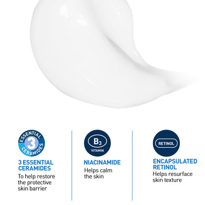 CeraVe Resurfacing RETINOL Serum For Face with niacinamide. Helps even skin tone, skin smoothness, post-acne marks & pore minimizer. Gentle, Fragrance-free, non-comedogenic, sensitive skin, 30ML